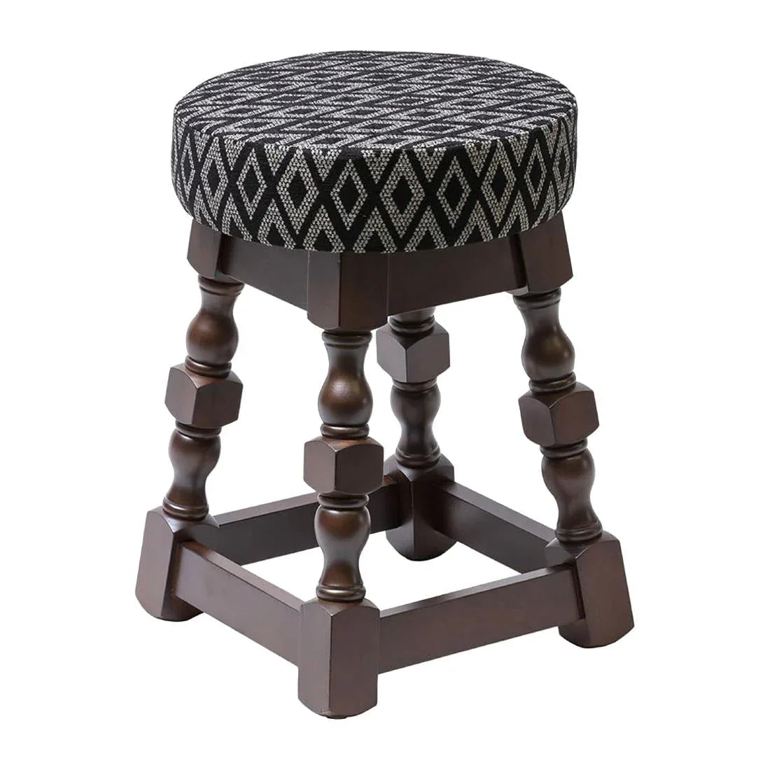 FT464 Classic Dark Wood Low Bar Stool with Black Diamond Seat (Pack of 2) - JD Catering Equipment Solutions Ltd