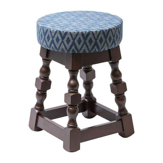 FT465 Classic Dark Wood Low Bar Stool with Blue Diamond Seat (Pack of 2) JD Catering Equipment Solutions Ltd