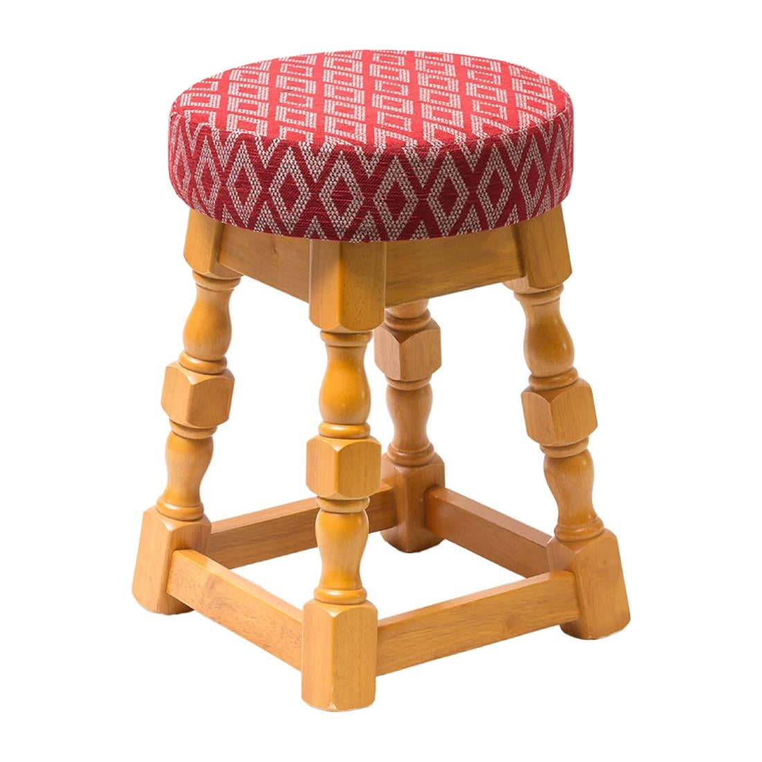 FT467 Classic Soft Oak Low Bar Stool with Red Diamond Seat (Pack of 2) JD Catering Equipment Solutions Ltd