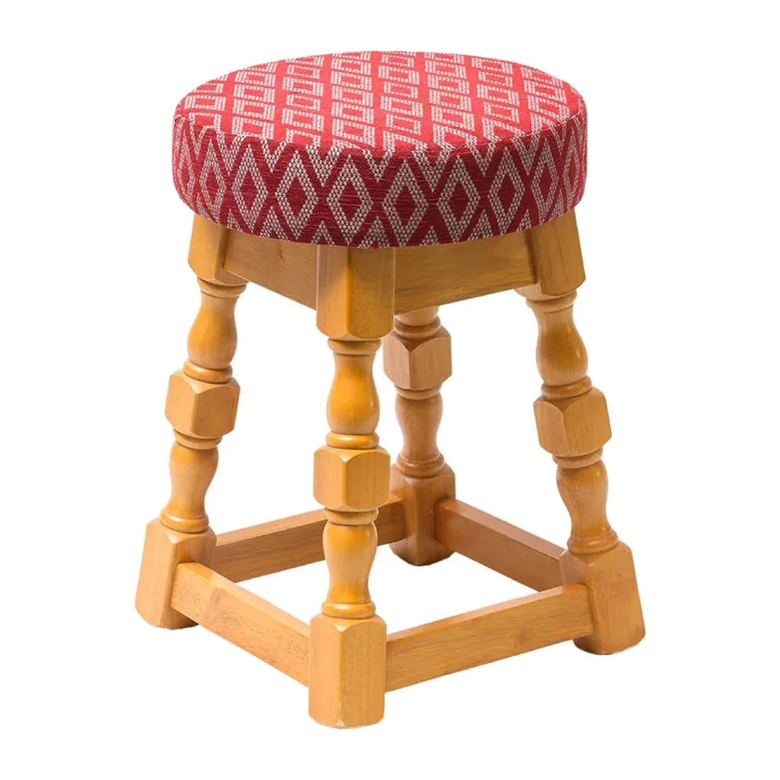 FT467 Classic Soft Oak Low Bar Stool with Red Diamond Seat (Pack of 2) - JD Catering Equipment Solutions Ltd