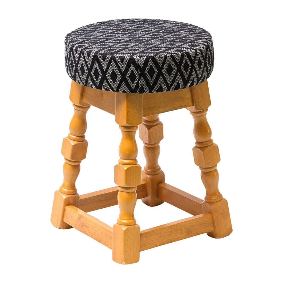 FT468 Classic Soft Oak Low Bar Stool with Black Diamond Seat (Pack of 2) JD Catering Equipment Solutions Ltd