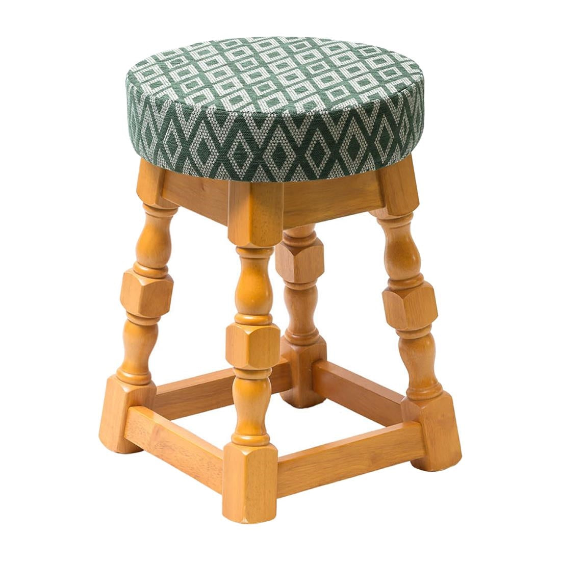 FT470 Classic Soft Oak Low Bar Stool with Green Diamond Seat (Pack of 2) JD Catering Equipment Solutions Ltd