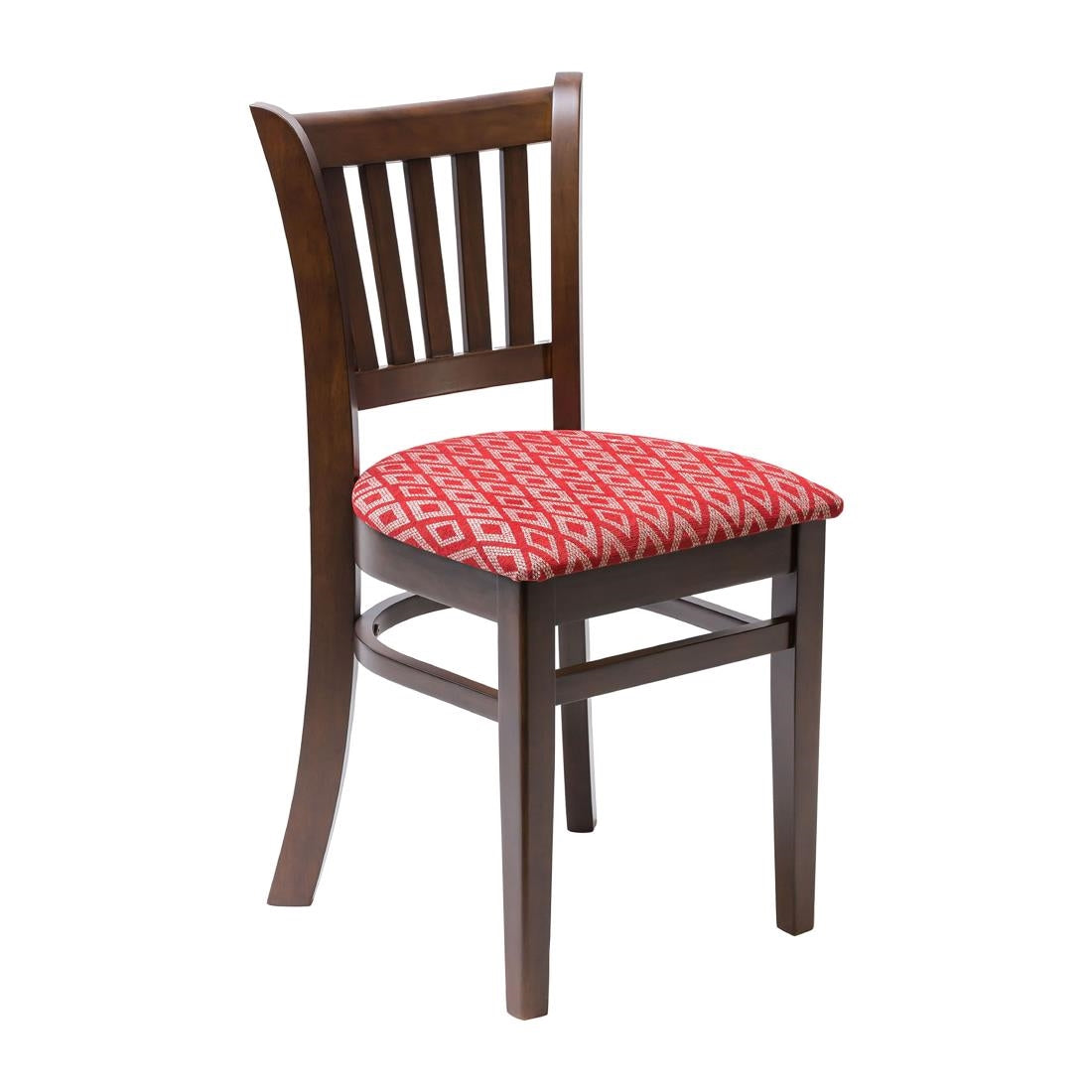FT471 Manhattan Dark Walnut Dining Chair with Red Diamond Padded Seat (Pack of 2) JD Catering Equipment Solutions Ltd