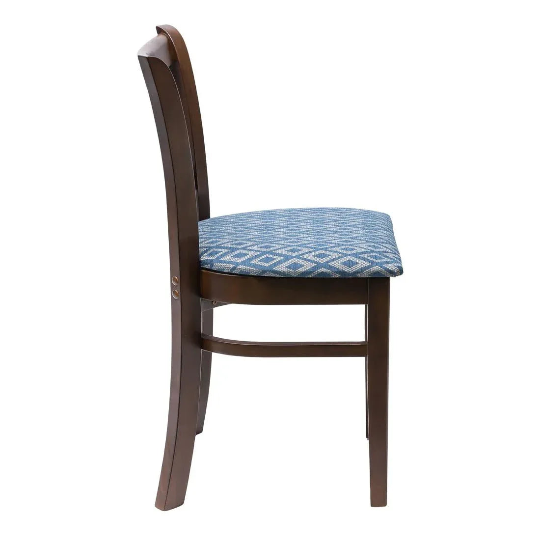 FT473 Manhattan Dark Walnut Dining Chair with Blue Diamond Padded Seat (Pack of 2) - JD Catering Equipment Solutions Ltd