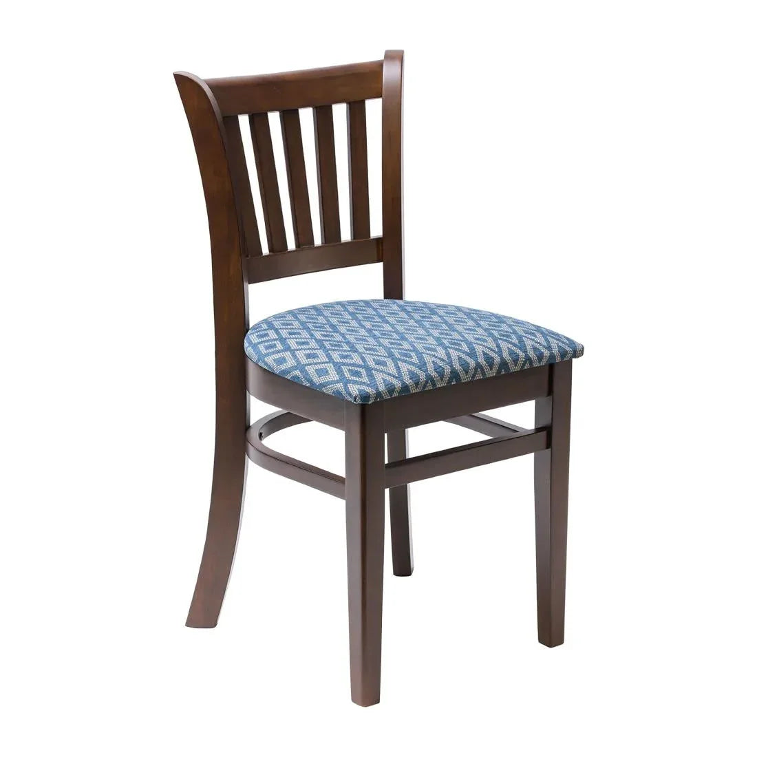 FT473 Manhattan Dark Walnut Dining Chair with Blue Diamond Padded Seat (Pack of 2) - JD Catering Equipment Solutions Ltd