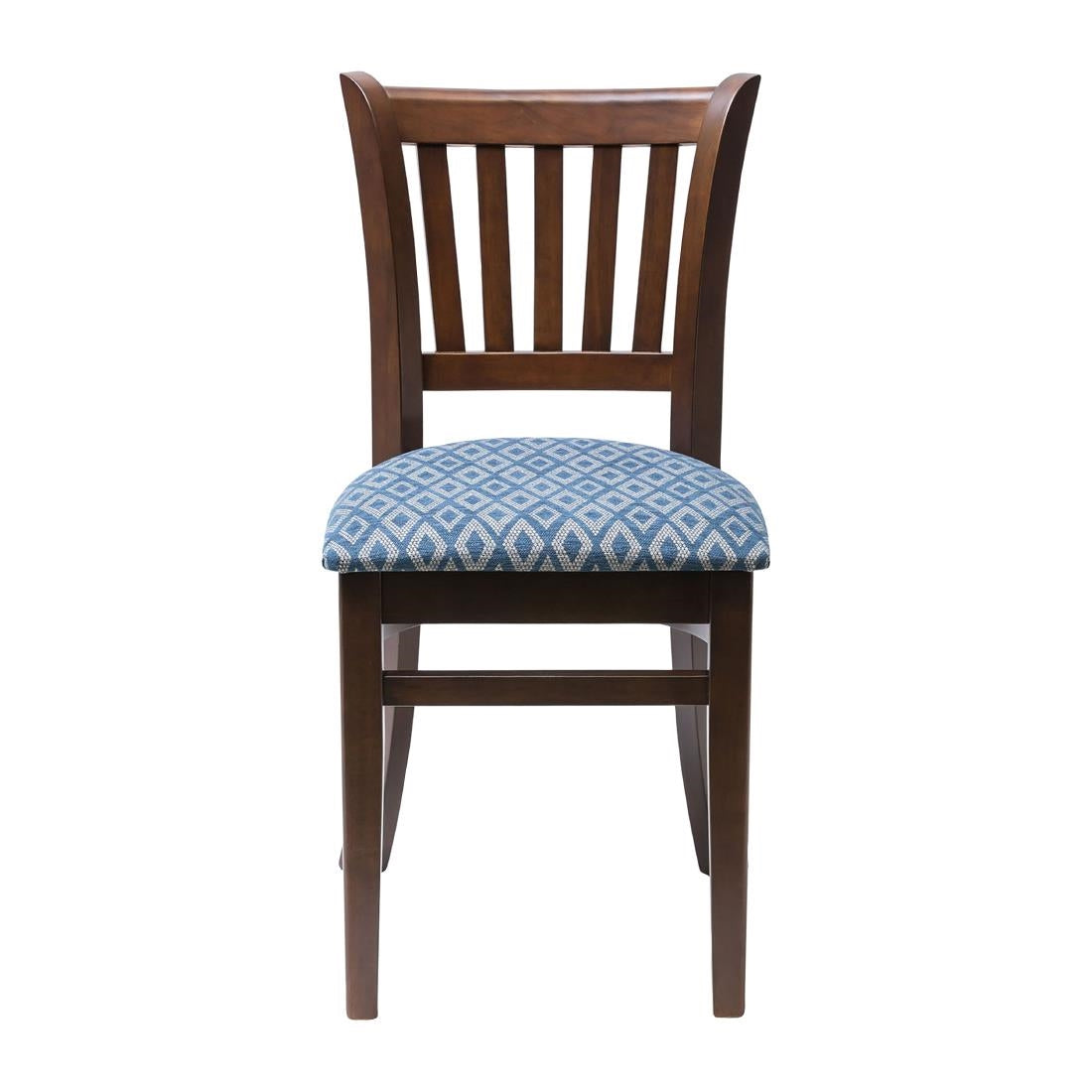 FT473 Manhattan Dark Walnut Dining Chair with Blue Diamond Padded Seat (Pack of 2) JD Catering Equipment Solutions Ltd