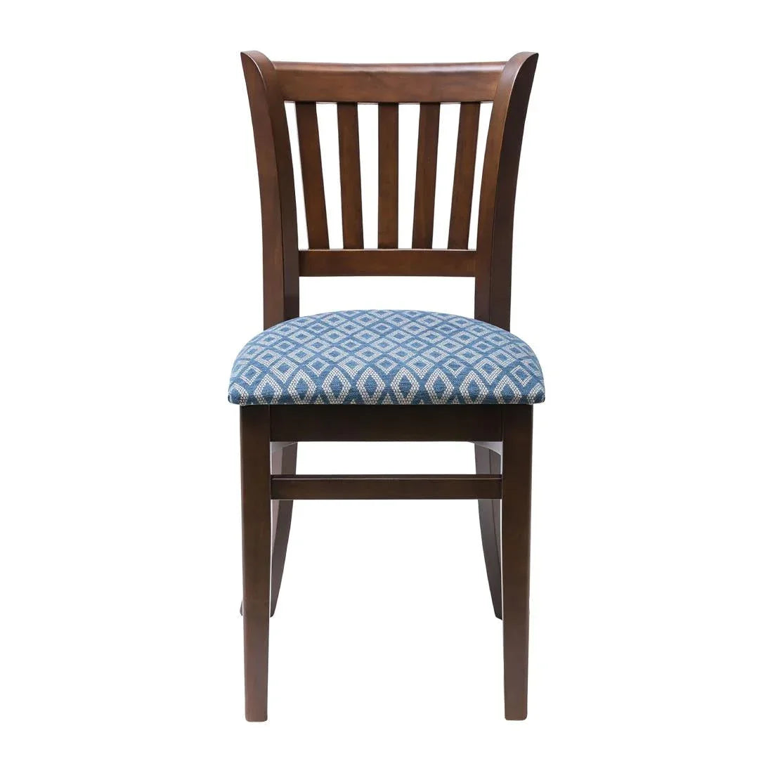 FT473 Manhattan Dark Walnut Dining Chair with Blue Diamond Padded Seat (Pack of 2) - JD Catering Equipment Solutions Ltd