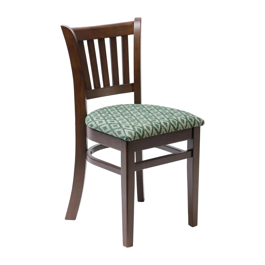 FT474 Manhattan Dark Walnut Dining Chair with Green Diamond Padded Seat (Pack of 2) - JD Catering Equipment Solutions Ltd