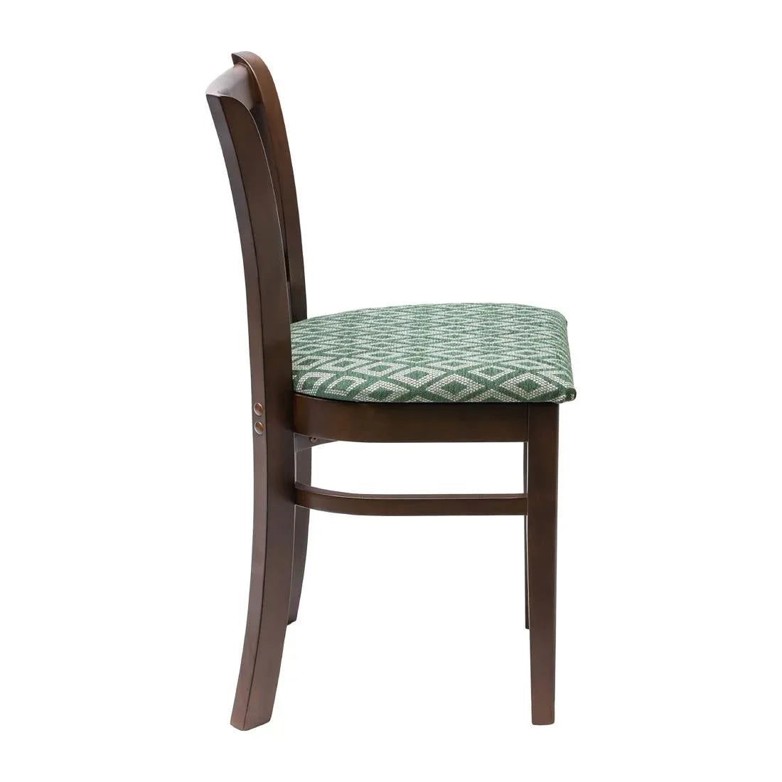 FT474 Manhattan Dark Walnut Dining Chair with Green Diamond Padded Seat (Pack of 2) - JD Catering Equipment Solutions Ltd