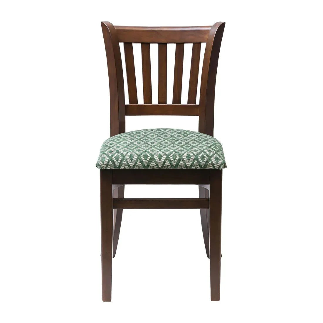 FT474 Manhattan Dark Walnut Dining Chair with Green Diamond Padded Seat (Pack of 2) - JD Catering Equipment Solutions Ltd