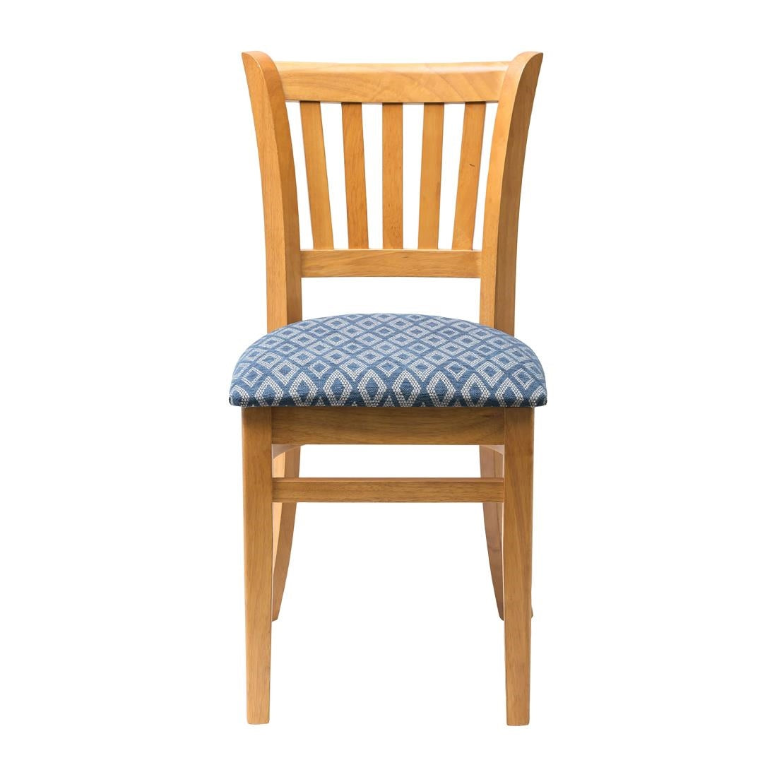 FT477 Manhattan Soft Oak Dining Chair with Blue Diamond Padded Seat (Pack of 2) JD Catering Equipment Solutions Ltd