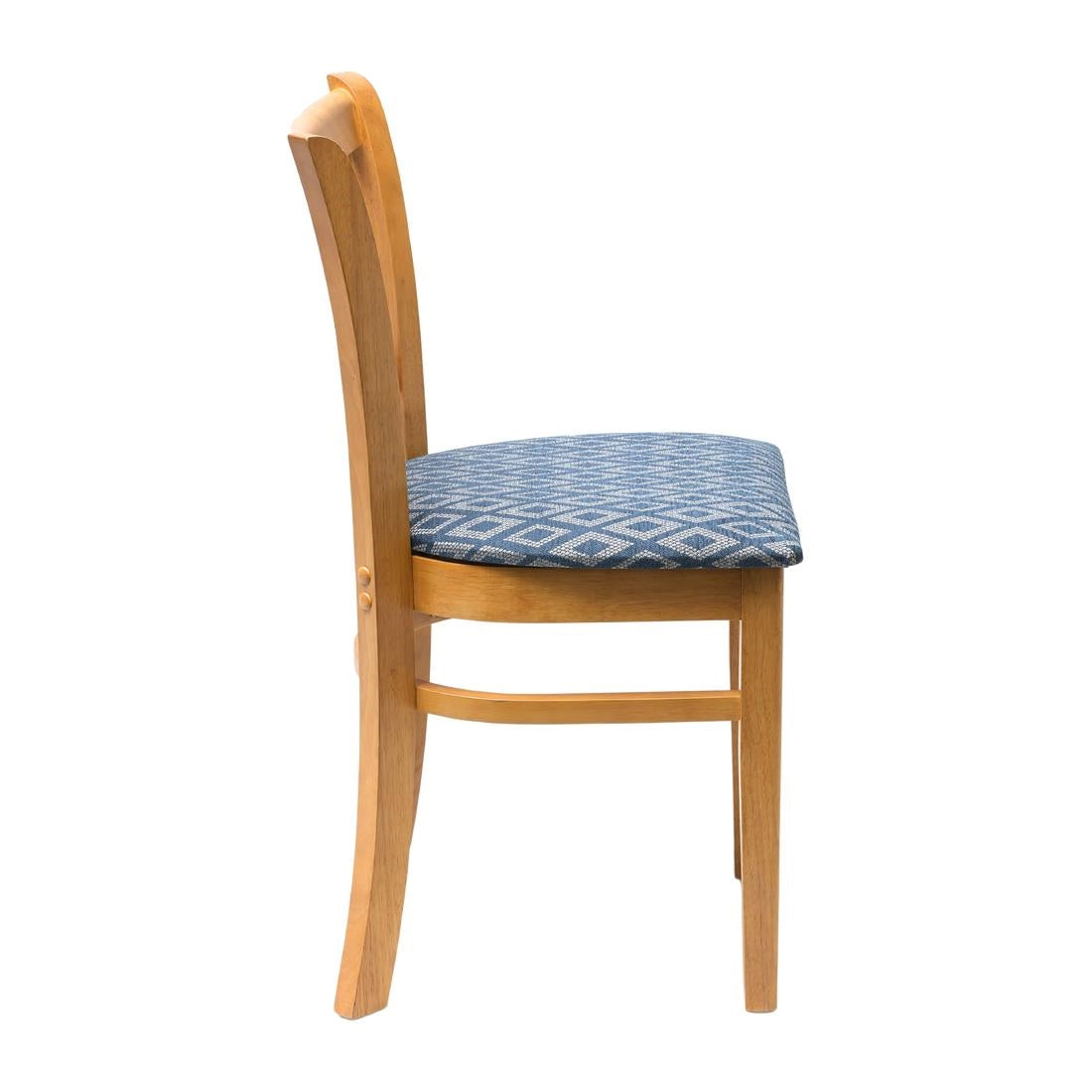 FT477 Manhattan Soft Oak Dining Chair with Blue Diamond Padded Seat (Pack of 2) JD Catering Equipment Solutions Ltd