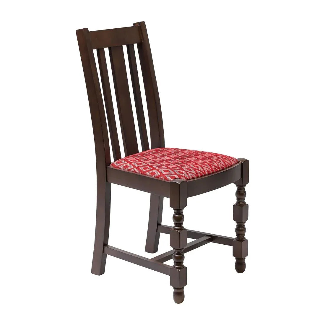 FT479 Mayfair Dark Wood High Back Dining Chair with Red Diamond Padded Seat (Pack of 2) - JD Catering Equipment Solutions Ltd