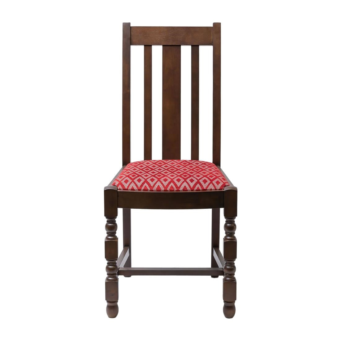 FT479 Mayfair Dark Wood High Back Dining Chair with Red Diamond Padded Seat (Pack of 2) JD Catering Equipment Solutions Ltd