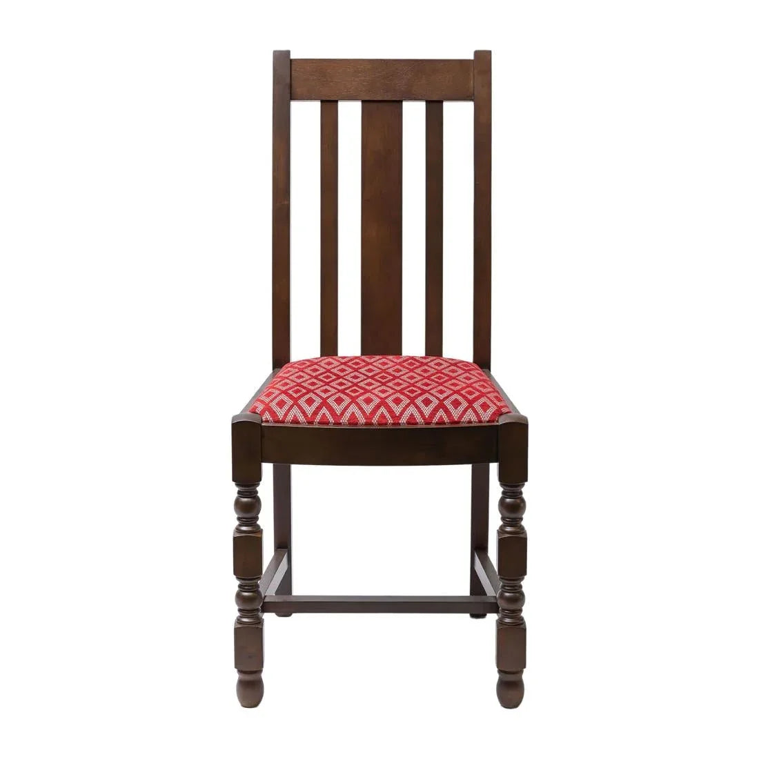 FT479 Mayfair Dark Wood High Back Dining Chair with Red Diamond Padded Seat (Pack of 2) - JD Catering Equipment Solutions Ltd