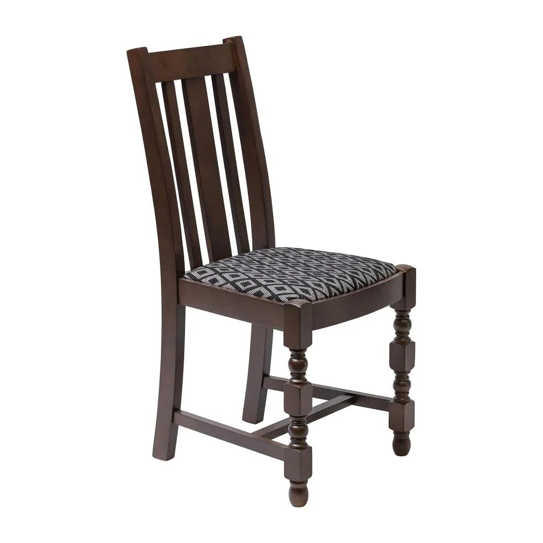 FT480 Mayfair Dark Wood High Back Dining Chair with Black Diamond Padded Seat (Pack of 2) - JD Catering Equipment Solutions Ltd