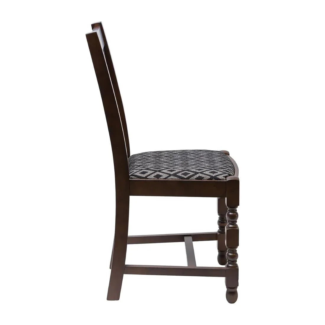 FT480 Mayfair Dark Wood High Back Dining Chair with Black Diamond Padded Seat (Pack of 2) - JD Catering Equipment Solutions Ltd