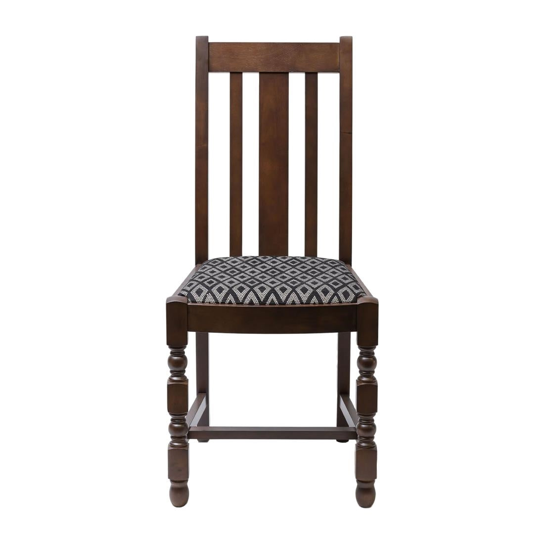 FT480 Mayfair Dark Wood High Back Dining Chair with Black Diamond Padded Seat (Pack of 2) JD Catering Equipment Solutions Ltd