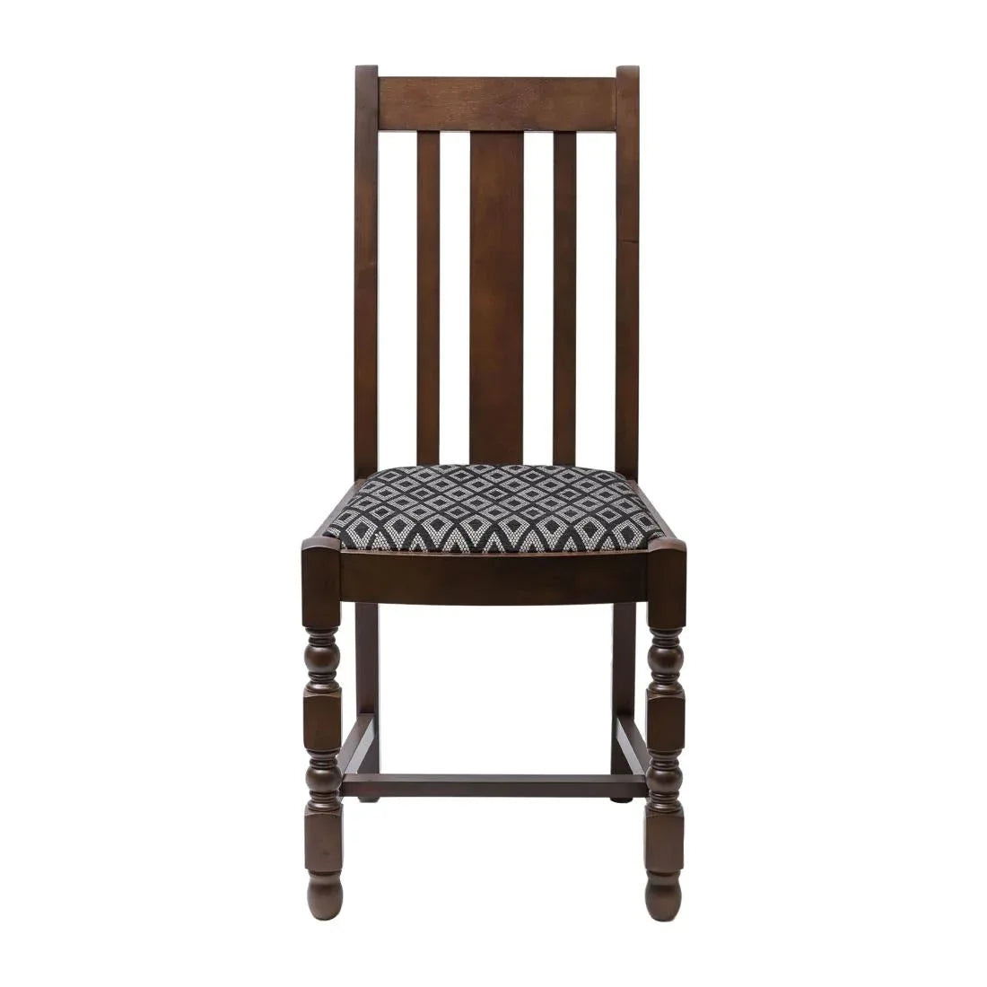 FT480 Mayfair Dark Wood High Back Dining Chair with Black Diamond Padded Seat (Pack of 2) - JD Catering Equipment Solutions Ltd