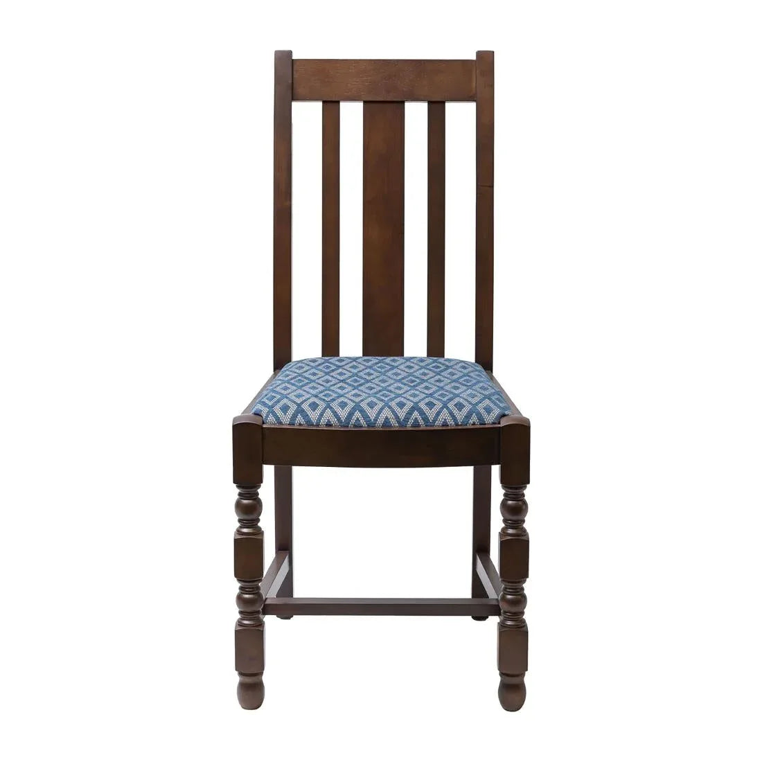 FT481 Mayfair Dark Wood High Back Dining Chair with Blue Diamond Padded Seat (Pack of 2) - JD Catering Equipment Solutions Ltd