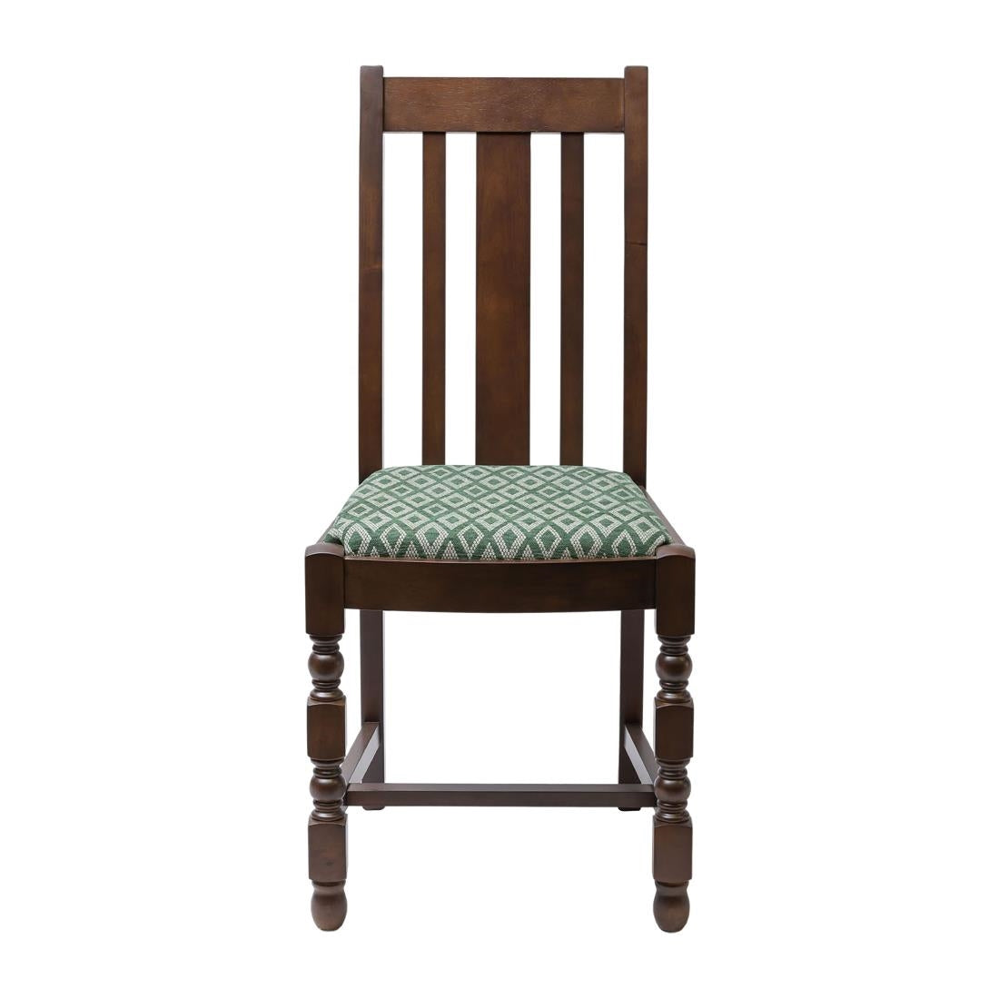 FT482 Mayfair Dark Wood High Back Dining Chair with Green Diamond Padded Seat (Pack of 2) JD Catering Equipment Solutions Ltd