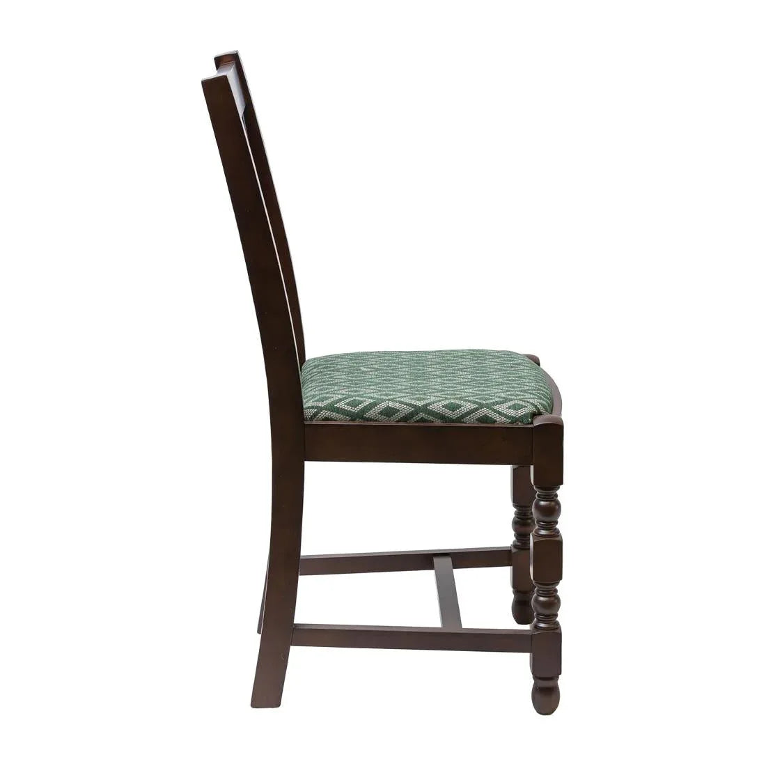 FT482 Mayfair Dark Wood High Back Dining Chair with Green Diamond Padded Seat (Pack of 2) - JD Catering Equipment Solutions Ltd
