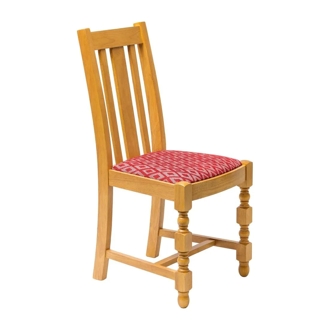 FT483 Mayfair Soft Oak High Back Dining Chair with Red Diamond Padded Seat (Pack of 2) - JD Catering Equipment Solutions Ltd