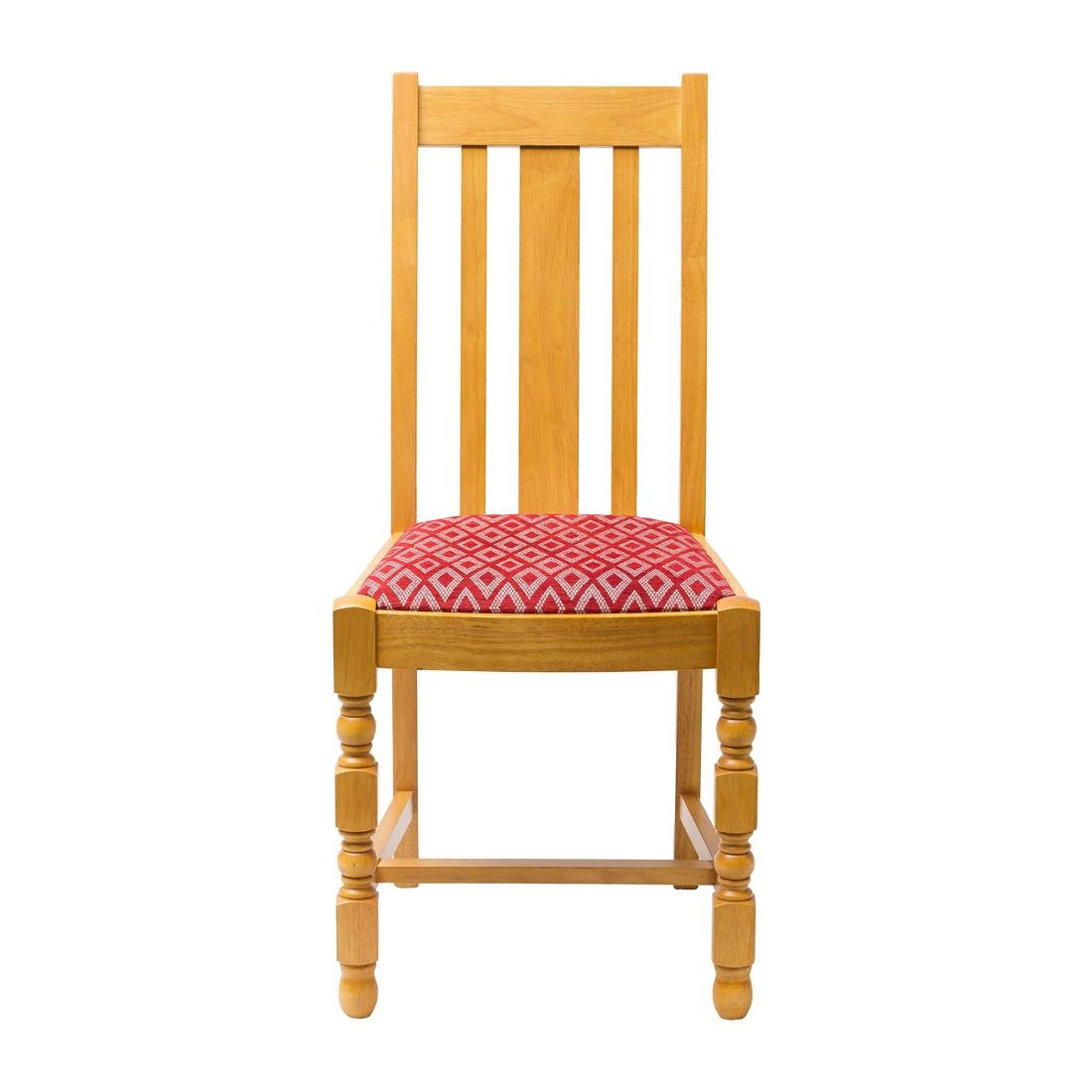 FT483 Mayfair Soft Oak High Back Dining Chair with Red Diamond Padded Seat (Pack of 2) JD Catering Equipment Solutions Ltd