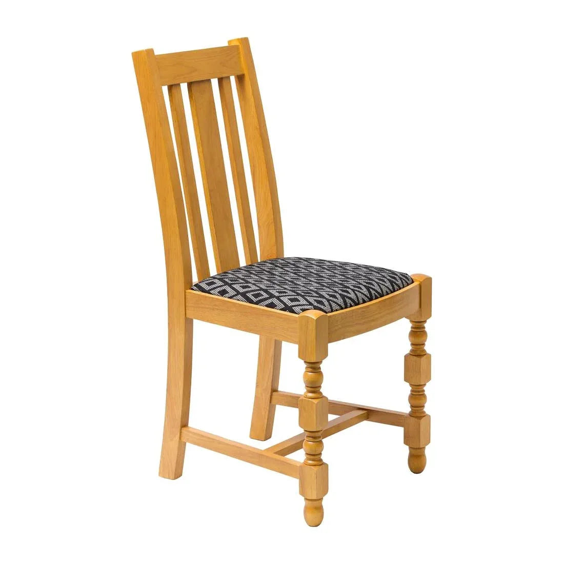 FT484 Mayfair Soft Oak High Back Dining Chair with Black Diamond Padded Seat (Pack of 2) - JD Catering Equipment Solutions Ltd
