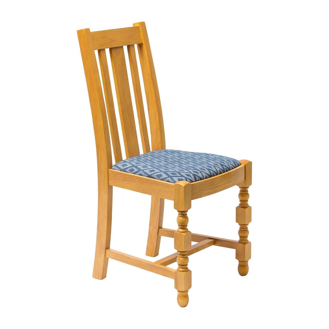 FT485 Mayfair Soft Oak High Back Dining Chair with Blue Diamond Padded Seat (Pack of 2) JD Catering Equipment Solutions Ltd