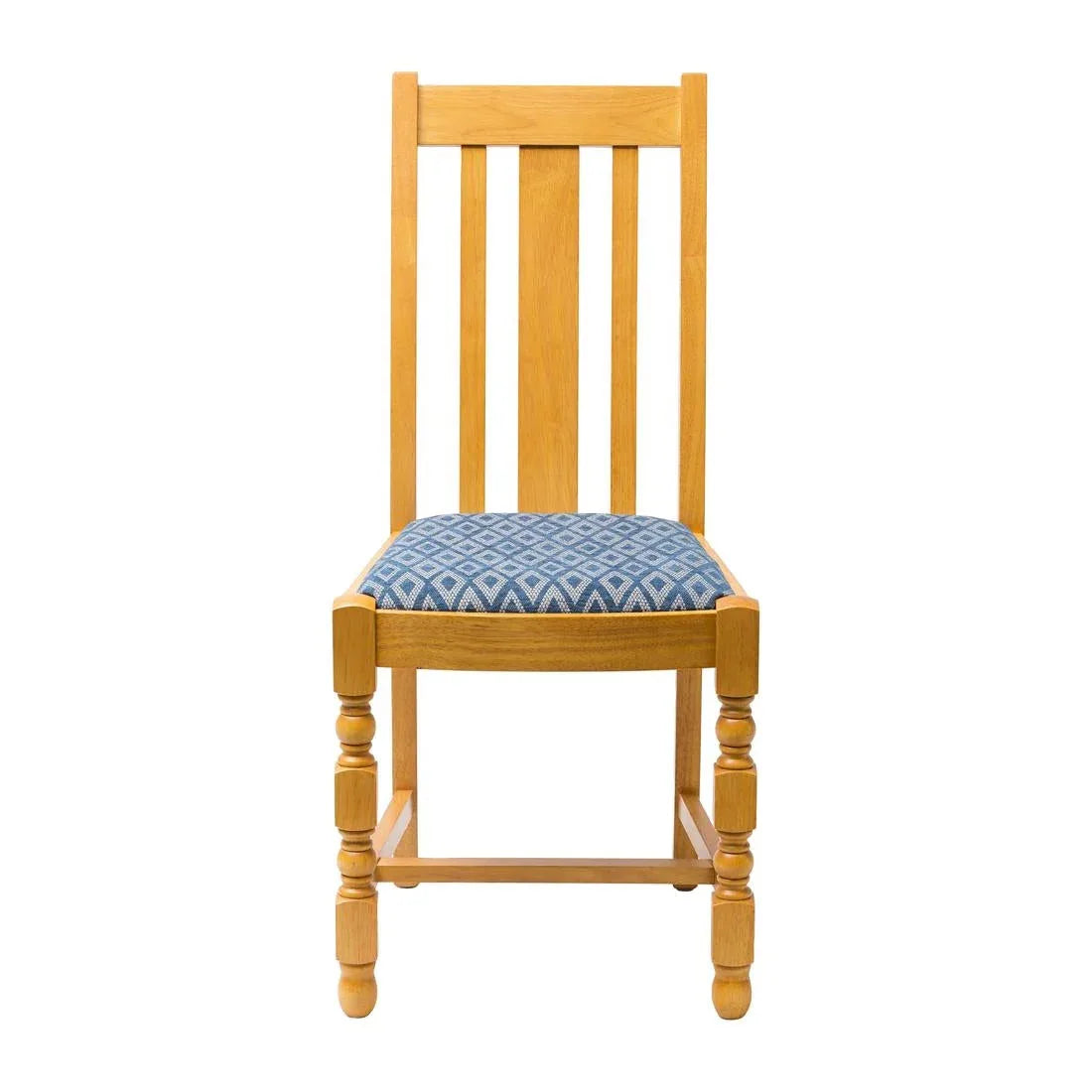 FT485 Mayfair Soft Oak High Back Dining Chair with Blue Diamond Padded Seat (Pack of 2) - JD Catering Equipment Solutions Ltd