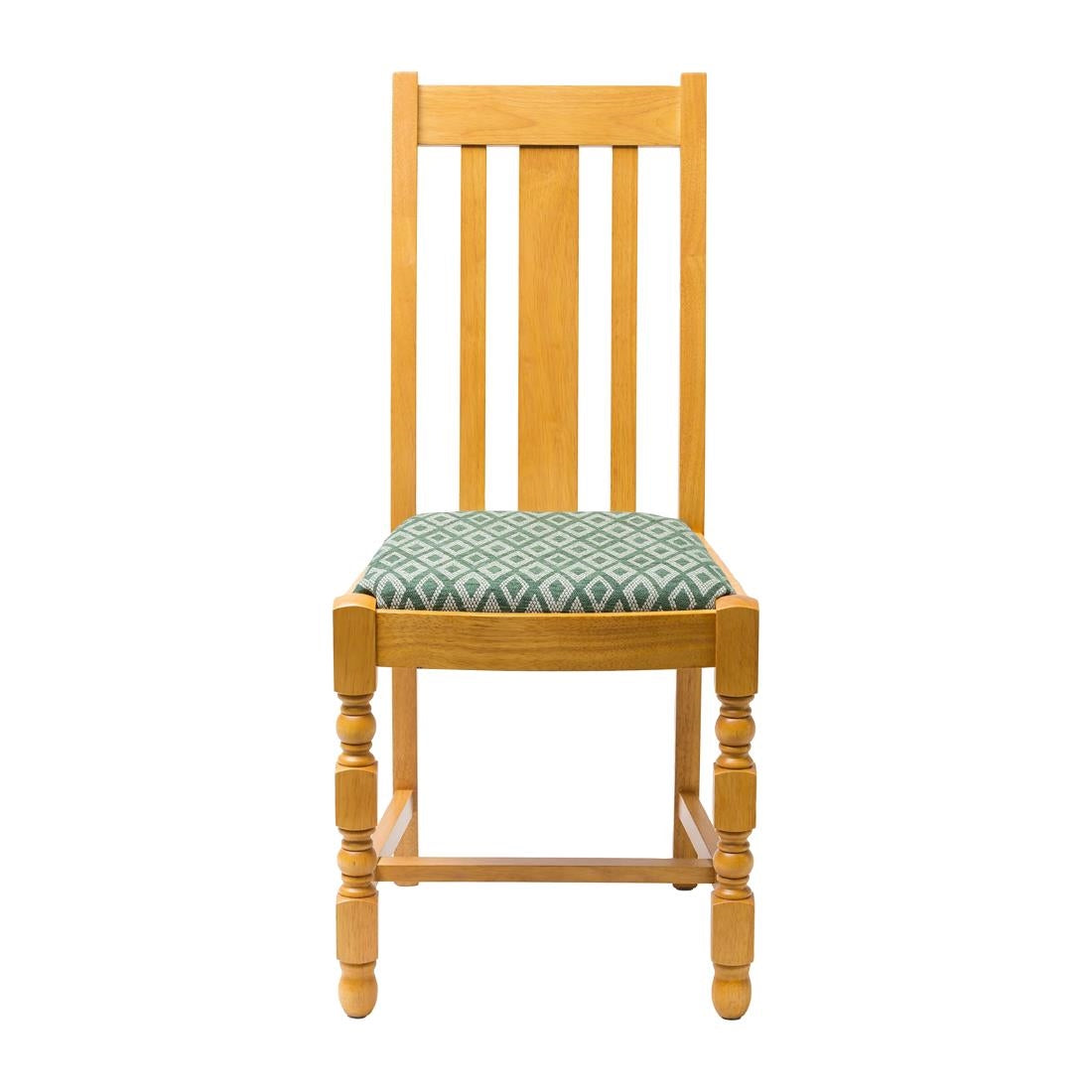 FT486 Mayfair Soft Oak High Back Dining Chair with Green Diamond Padded Seat (Pack of 2) JD Catering Equipment Solutions Ltd