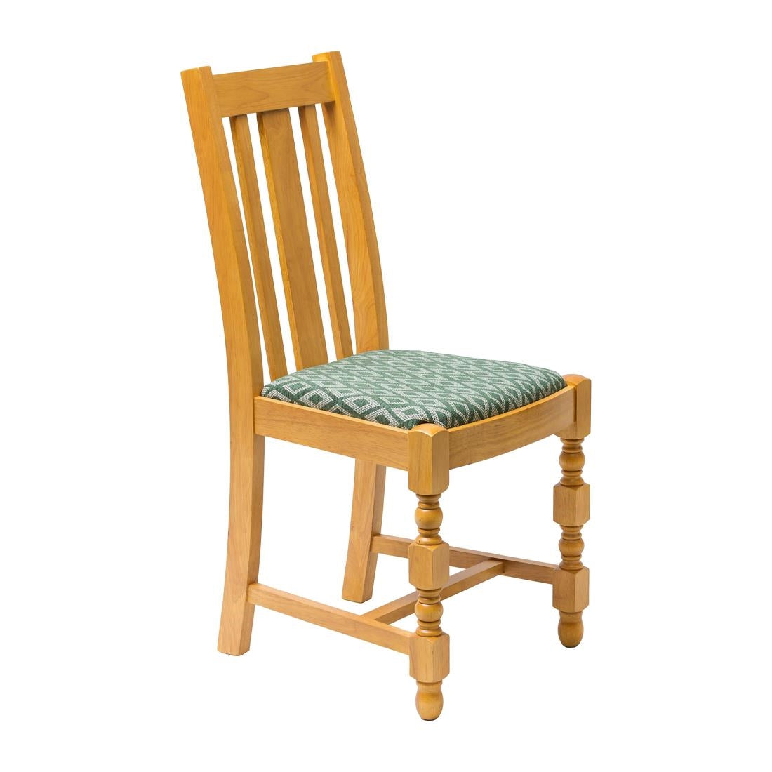 FT486 Mayfair Soft Oak High Back Dining Chair with Green Diamond Padded Seat (Pack of 2) JD Catering Equipment Solutions Ltd