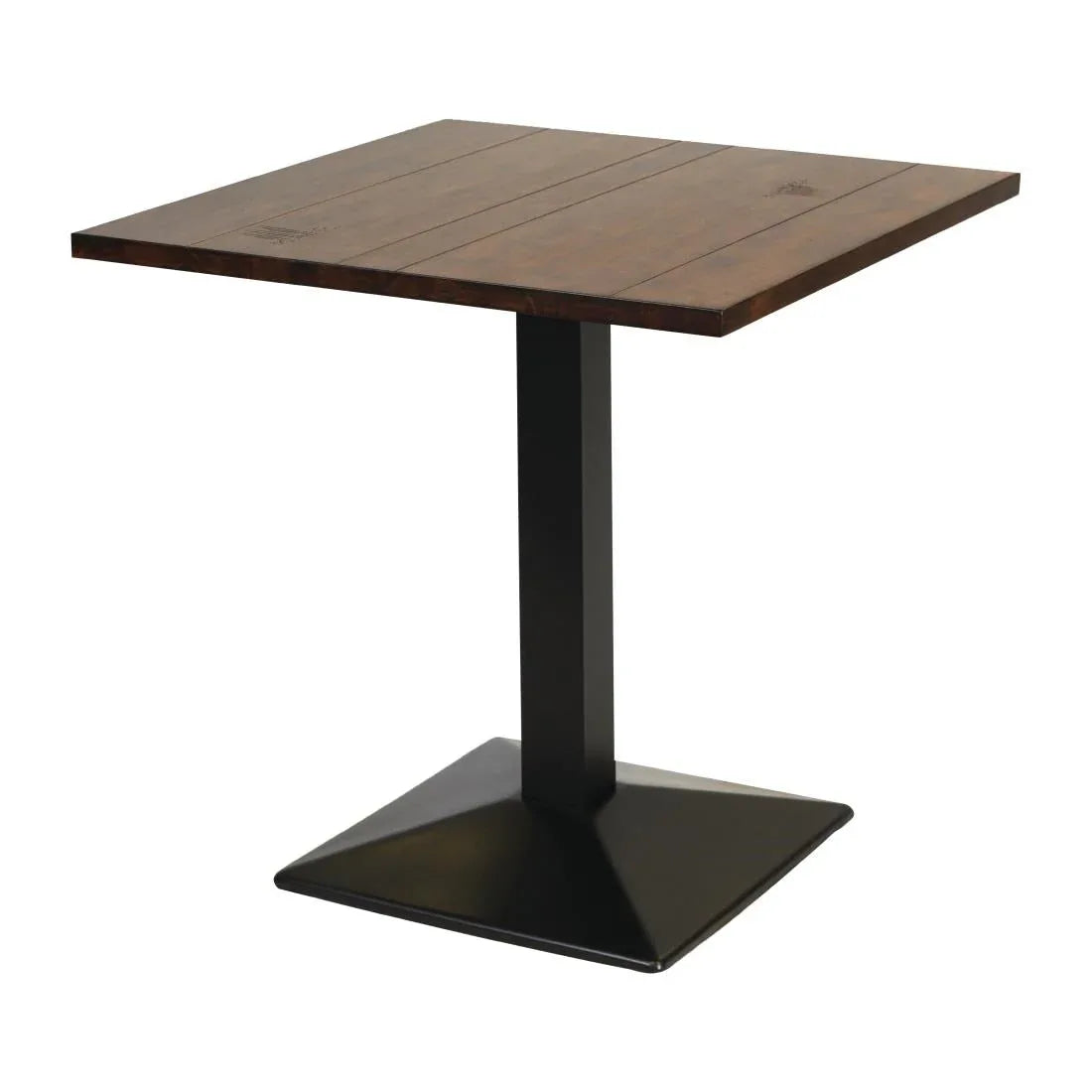 FT512 Turin Metal Base Pedestal Square Table with Vintage Top 760x760mm - JD Catering Equipment Solutions Ltd