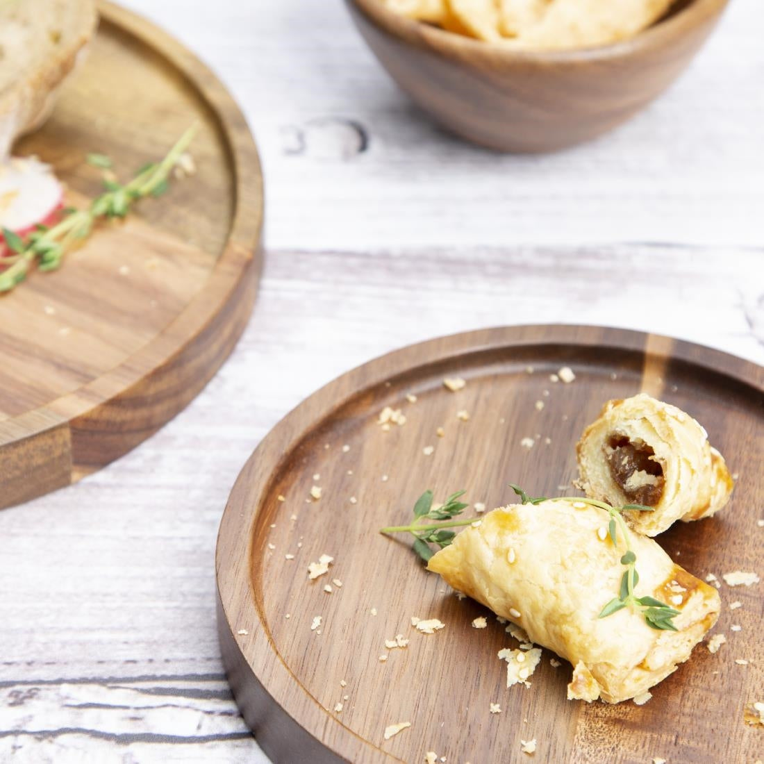 FT610 Olympia Acacia Round Plates 150(D)mm JD Catering Equipment Solutions Ltd