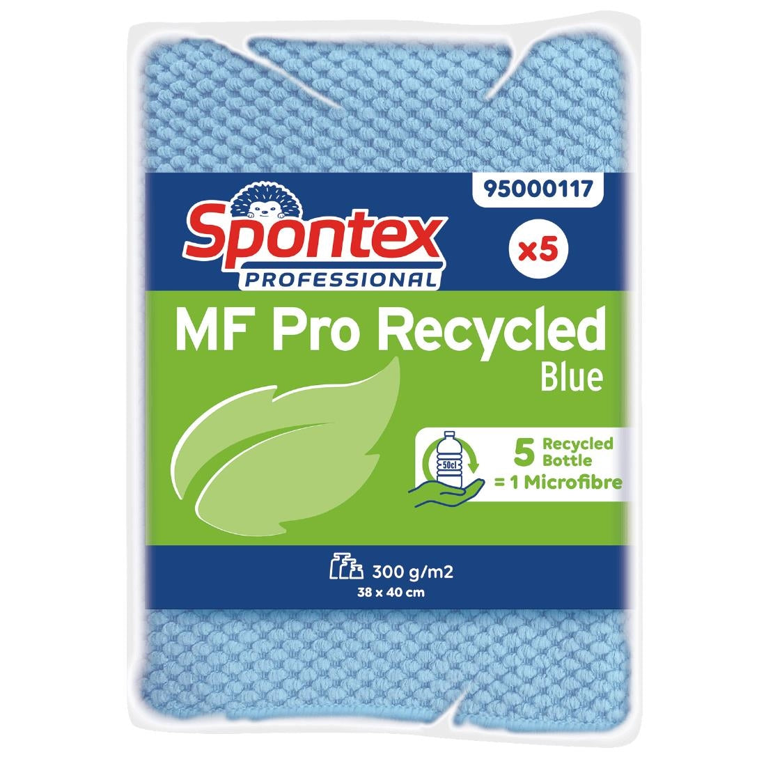 FT632 Spontex MF Pro Recycled Microfibre Cloth Blue (pk5) JD Catering Equipment Solutions Ltd