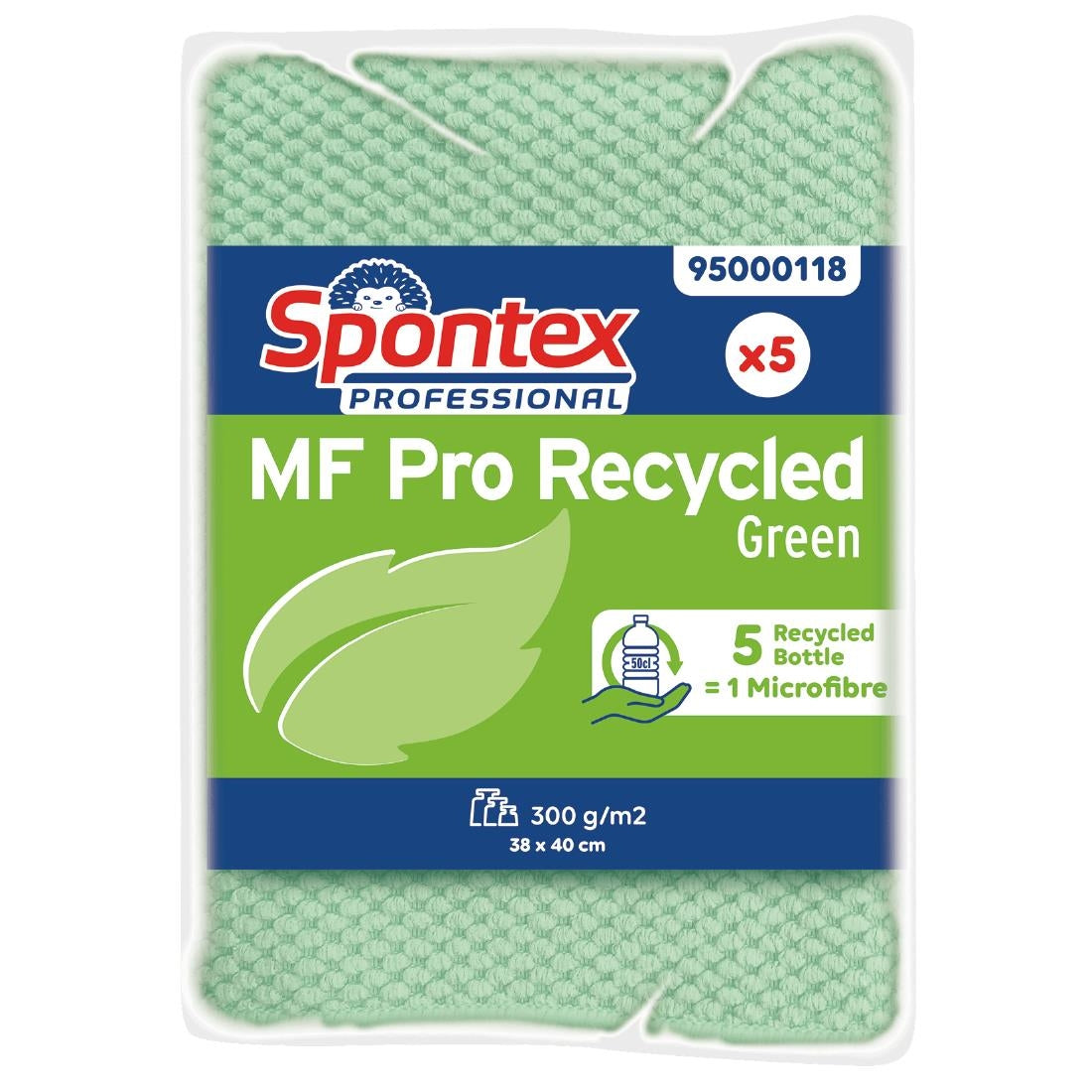 FT633 Spontex MF Pro Recycled Microfibre Cloth Green (pk5) JD Catering Equipment Solutions Ltd