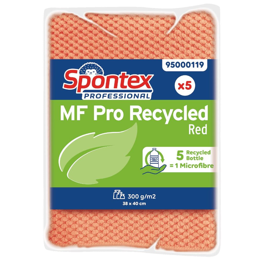 FT634 Spontex MF Pro Recycled Microfibre Cloth Red (pk5) JD Catering Equipment Solutions Ltd