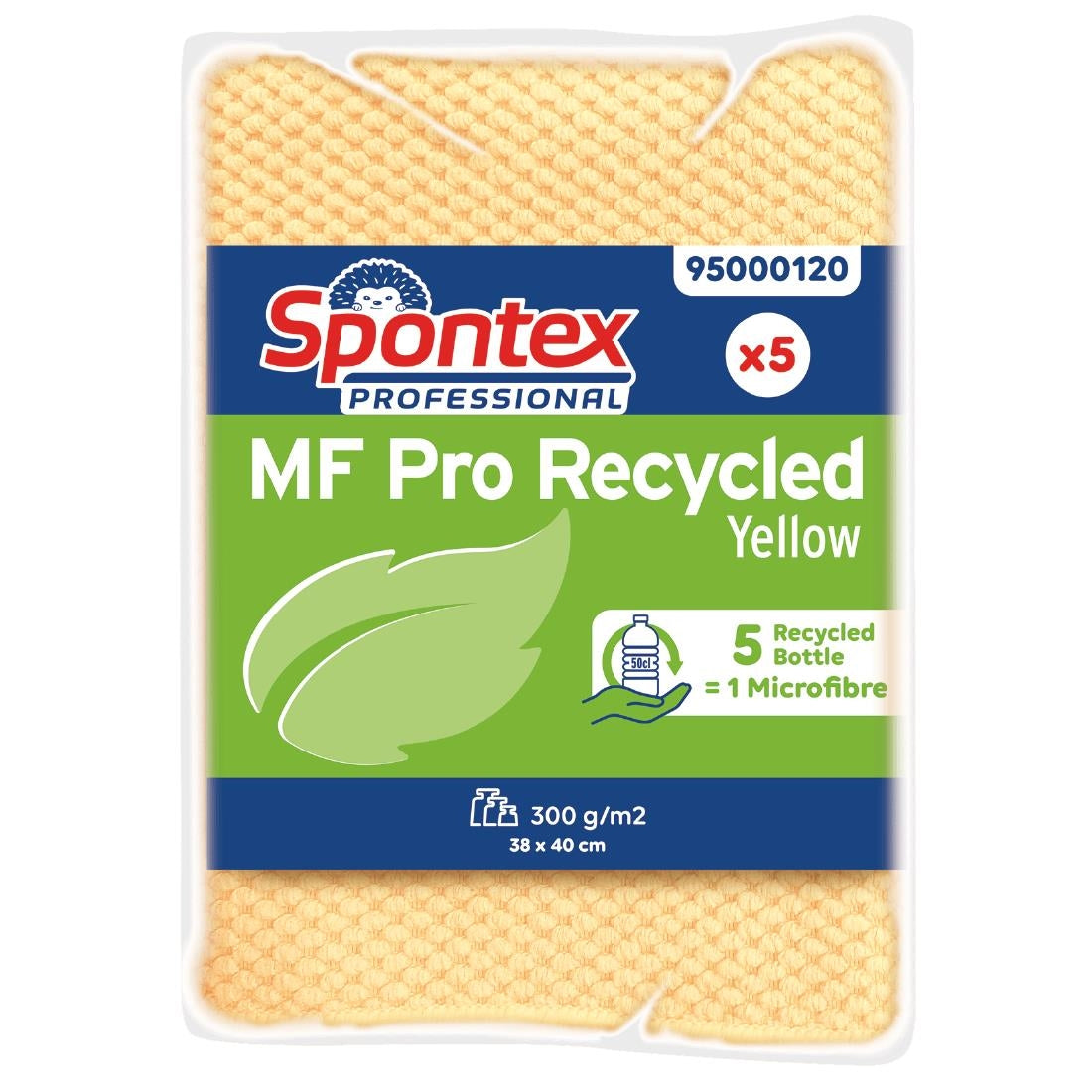 FT635 Spontex MF Pro Recycled Microfibre Cloth Yellow (pk5) JD Catering Equipment Solutions Ltd