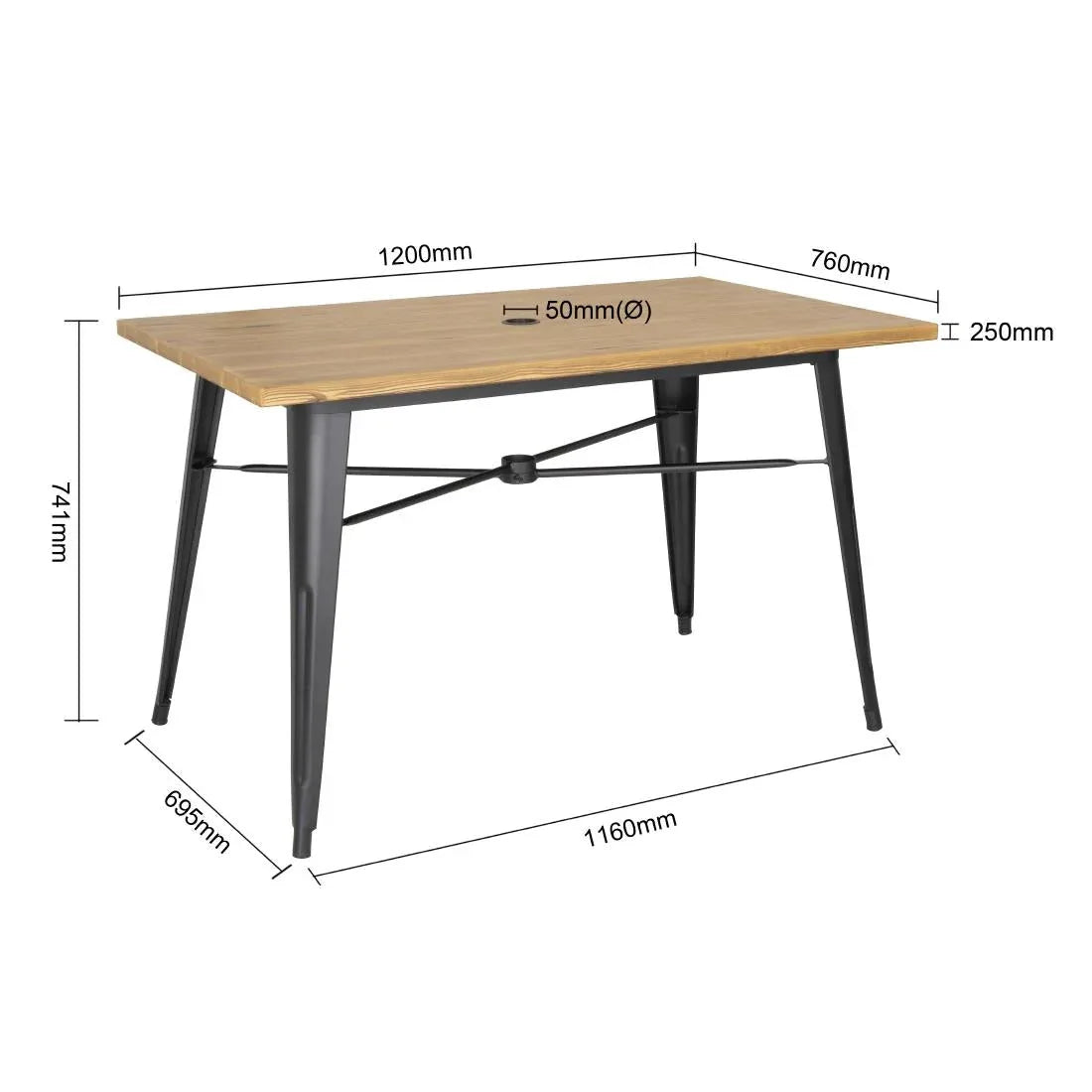 FT954 Bolero Complete Outdoor Table 120x76x76cm - Light Wood - JD Catering Equipment Solutions Ltd