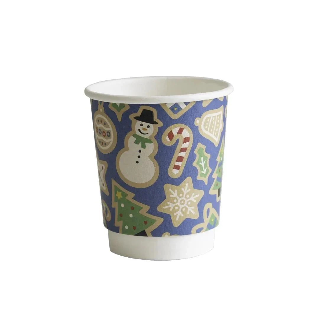 FU458 Vegware Double Wall Blue Christmas Cup 79-Series 8oz (Pack of 500) - JD Catering Equipment Solutions Ltd