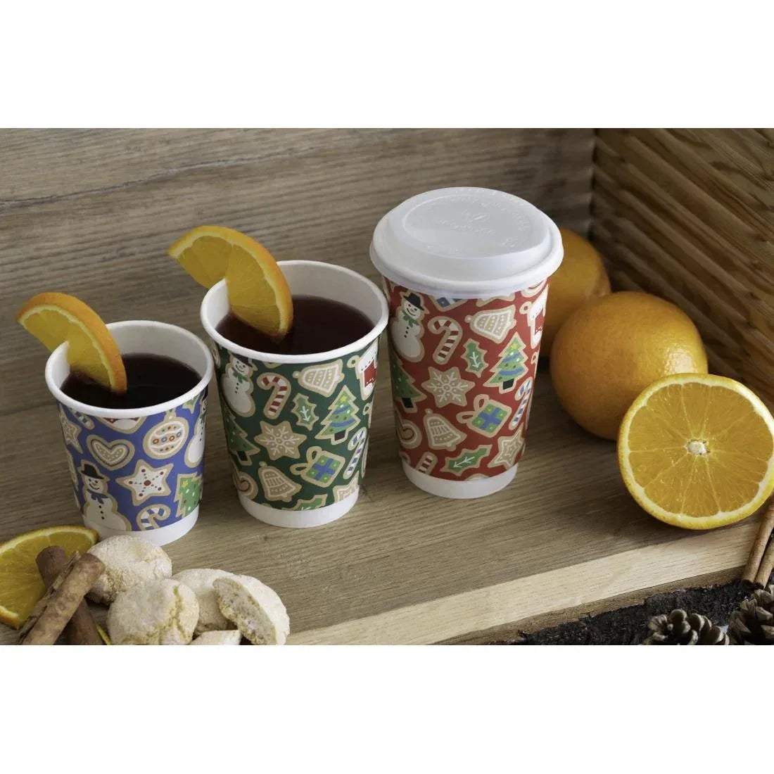 FU458 Vegware Double Wall Blue Christmas Cup 79-Series 8oz (Pack of 500) - JD Catering Equipment Solutions Ltd