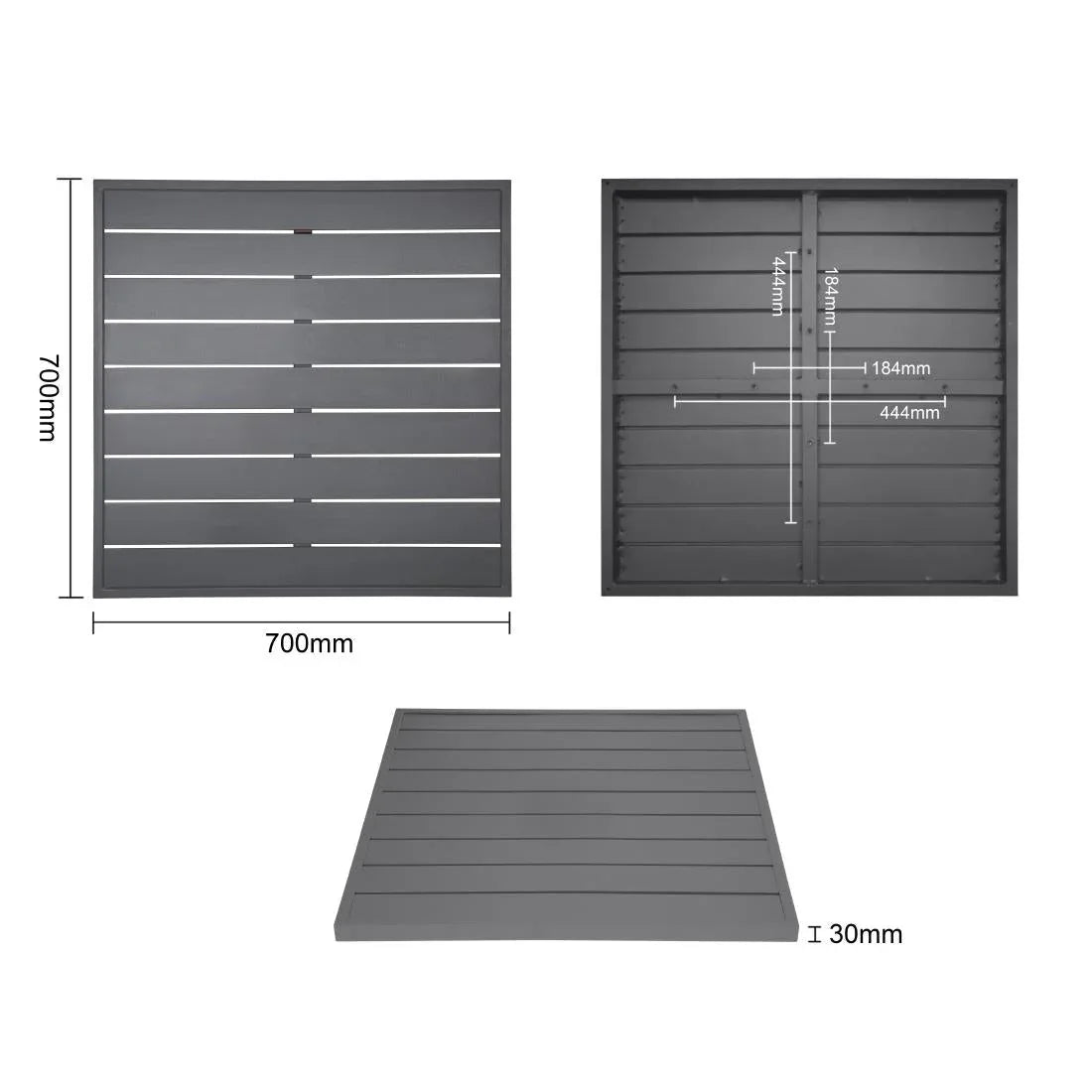 FW597 Bolero Aluminium Square Table Top Dark Grey 700mm - JD Catering Equipment Solutions Ltd