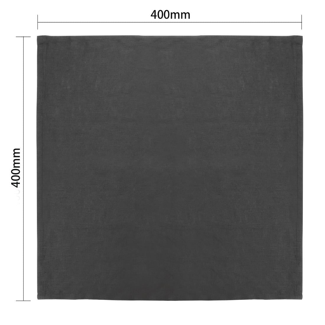 FW697 Olympia Linen Table Napkin Black 400x400mm (Pack of 12) JD Catering Equipment Solutions Ltd