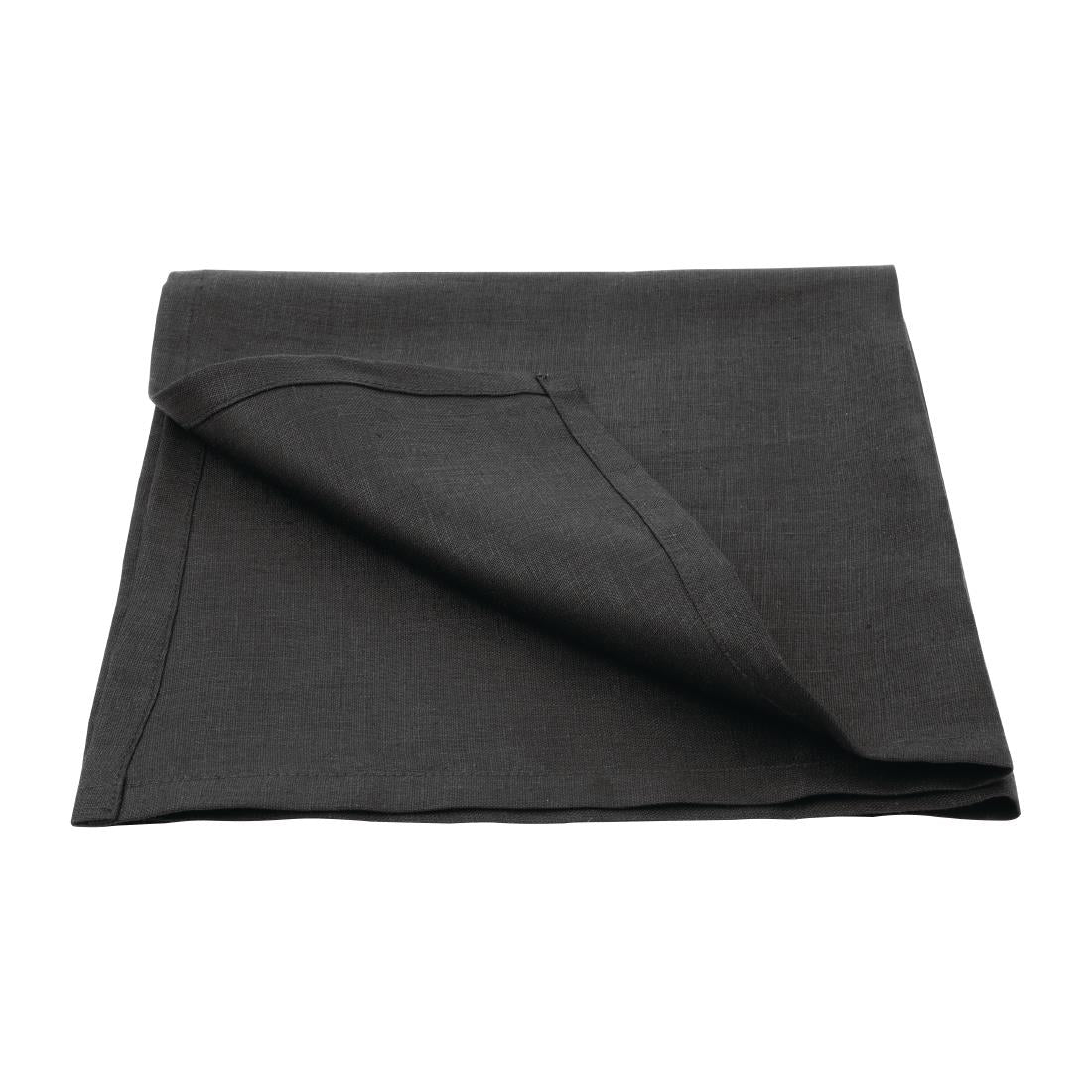 FW697 Olympia Linen Table Napkin Black 400x400mm (Pack of 12) JD Catering Equipment Solutions Ltd
