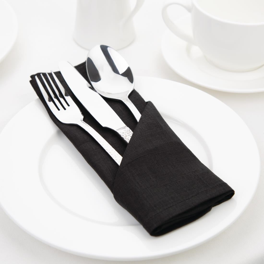 FW697 Olympia Linen Table Napkin Black 400x400mm (Pack of 12) JD Catering Equipment Solutions Ltd