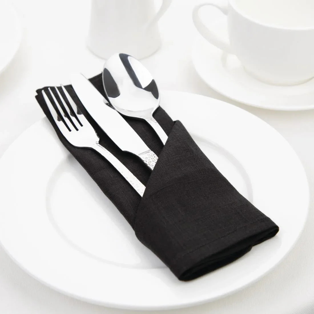 FW697 Olympia Linen Table Napkin Black 400x400mm (Pack of 12) - JD Catering Equipment Solutions Ltd