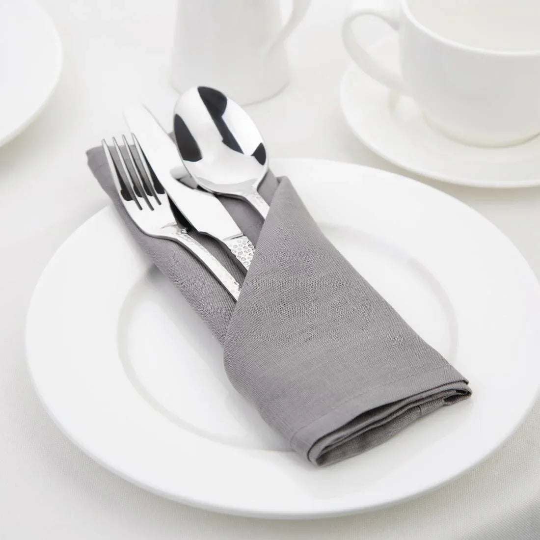 FW698 Olympia Linen Table Napkin Grey 400x400mm (Pack of 12) - JD Catering Equipment Solutions Ltd