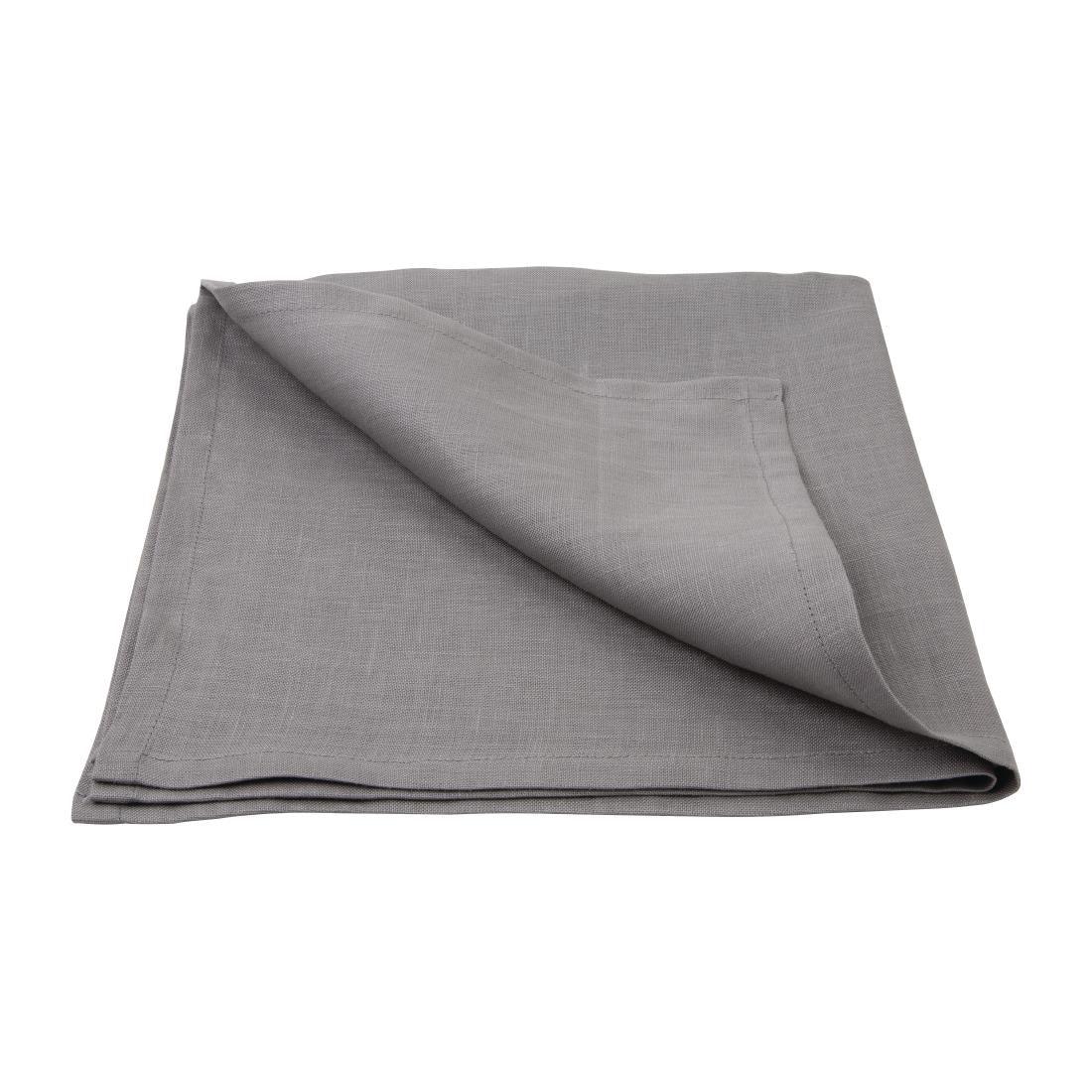 FW698 Olympia Linen Table Napkin Grey 400x400mm (Pack of 12) - JD Catering Equipment Solutions Ltd