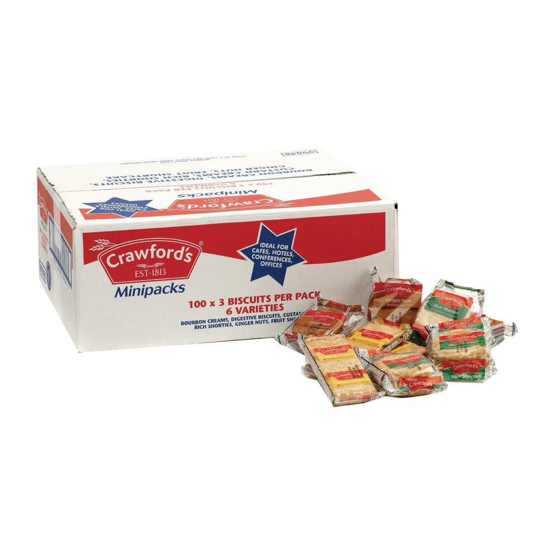 FW841 Crawfords Mini Pack Biscuits Assorted (Pack of 100) JD Catering Equipment Solutions Ltd